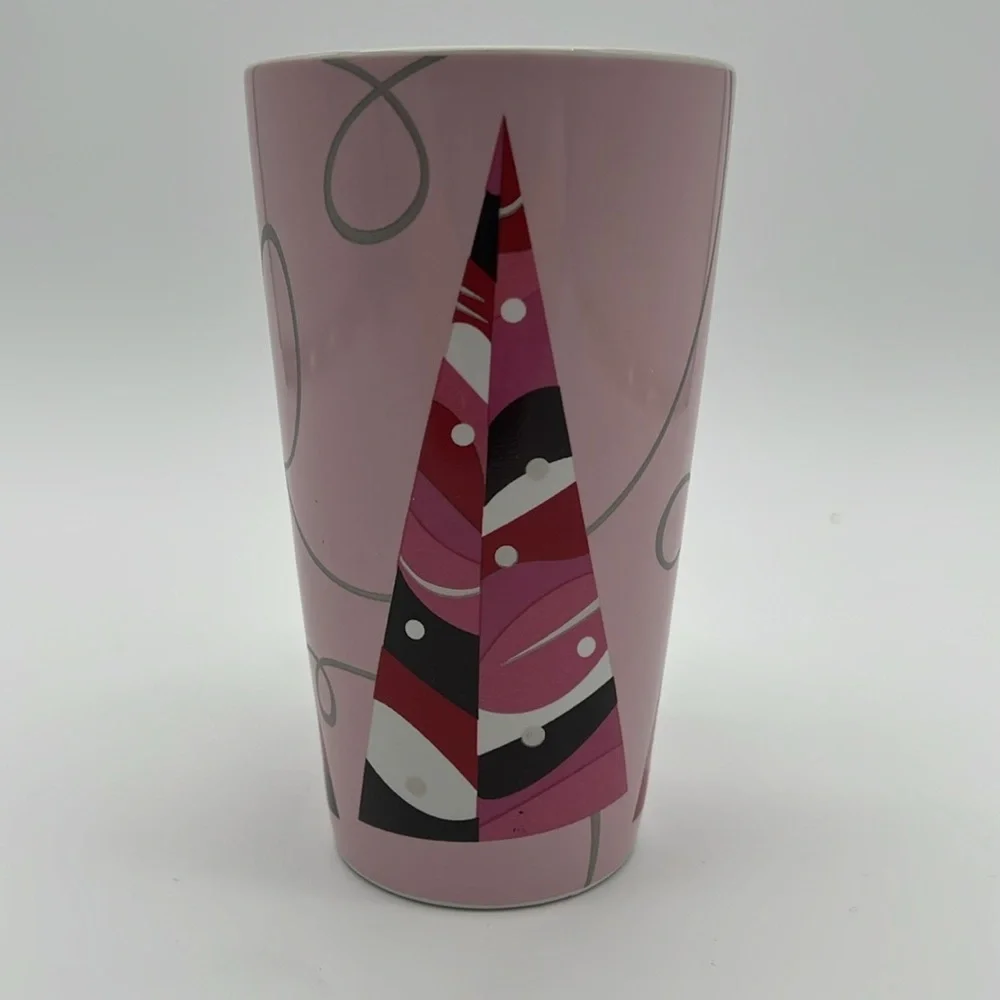 Starbucks Coffee 2004 Pink Holiday Christmas Tree Tall Ceramic Mug Cup - Picture 3 of 11